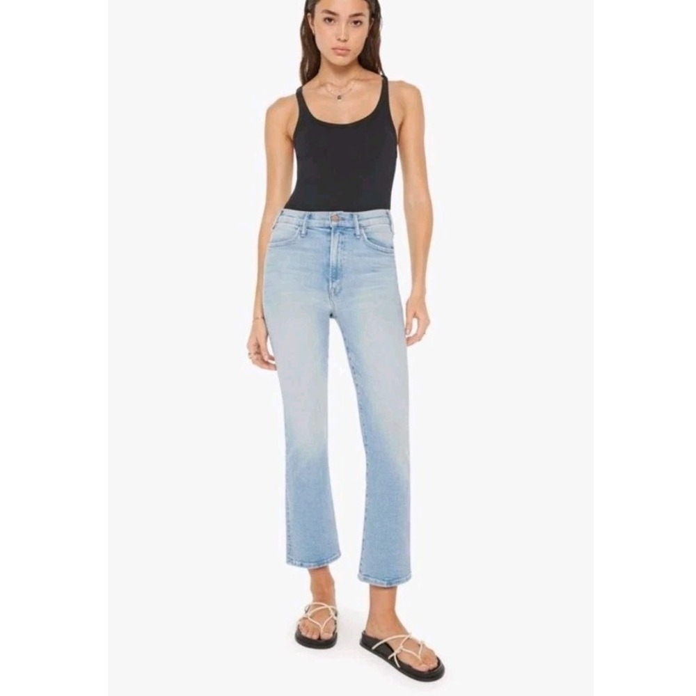Mother Jeans 34 The Hustler Ankle California Cruiser Blue Denim Frayed